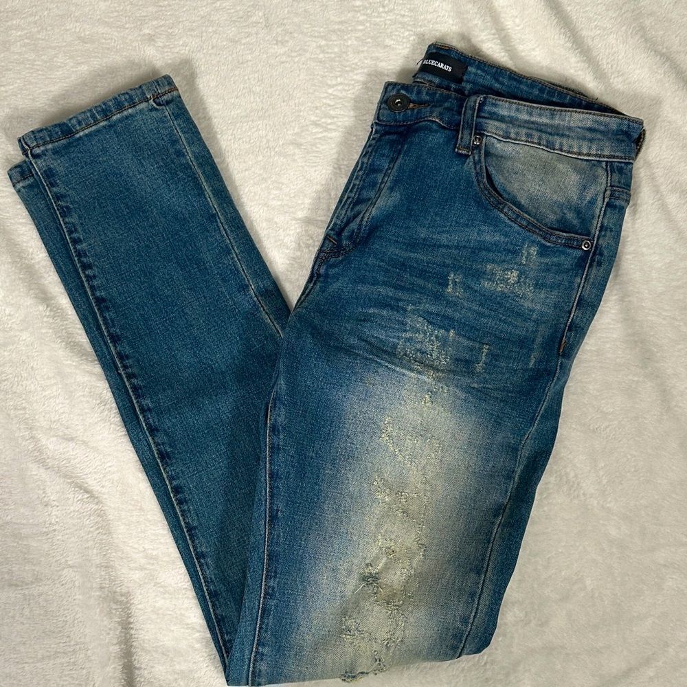 Bluecarats Men's Blue Distressed Jeans! In Excellent Condition!